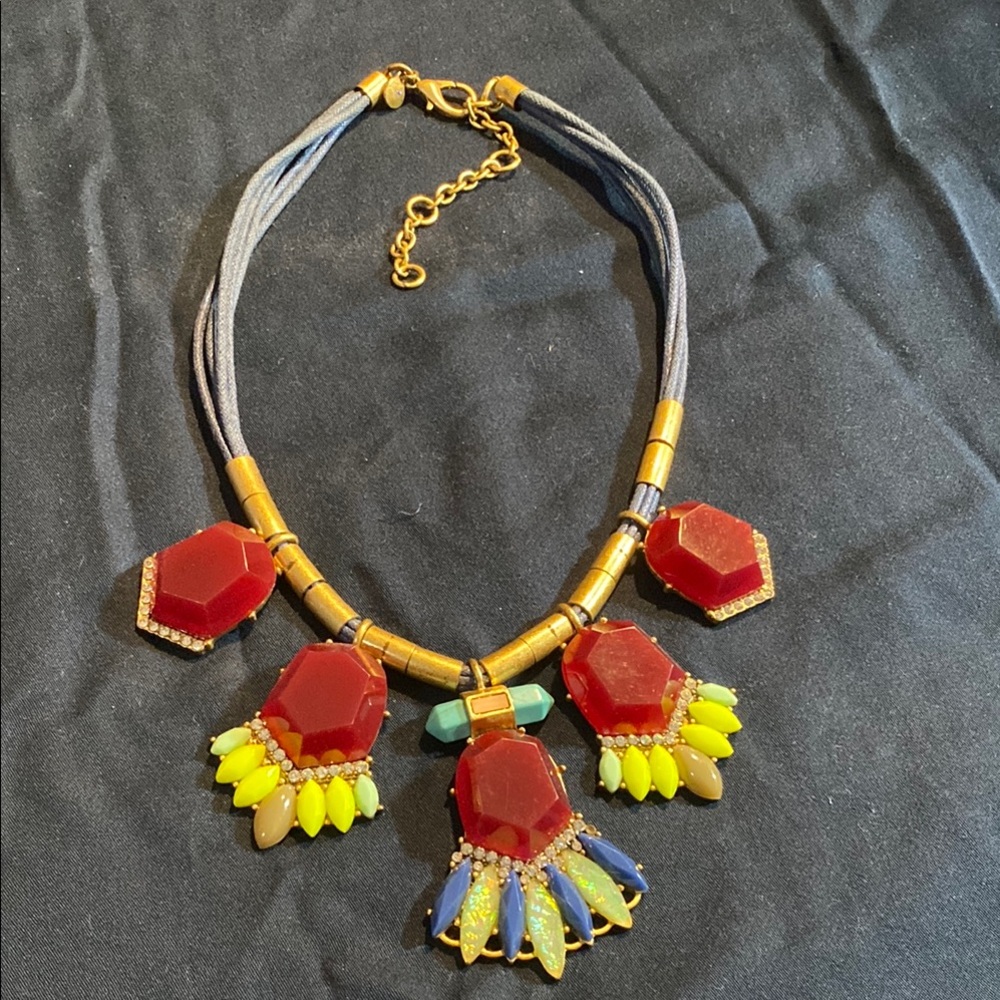 J. Crew Red and Gold Necklace with Yellow Accents